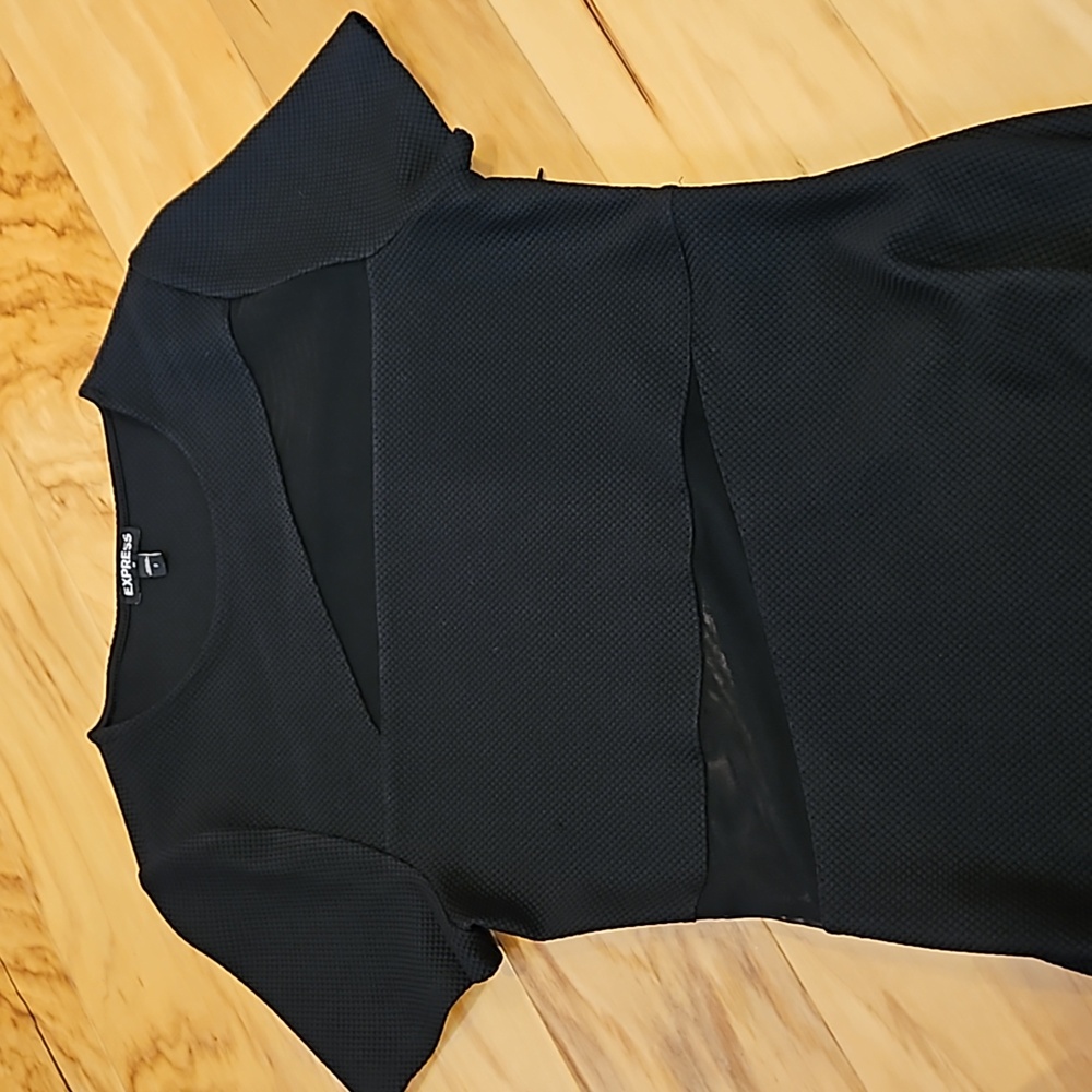 Express Mini Black Dress with Mesh Cutouts Size 2 in Excellent Condition